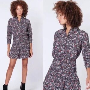 Veronica Beard Floral Long Sleeve Silk Dress